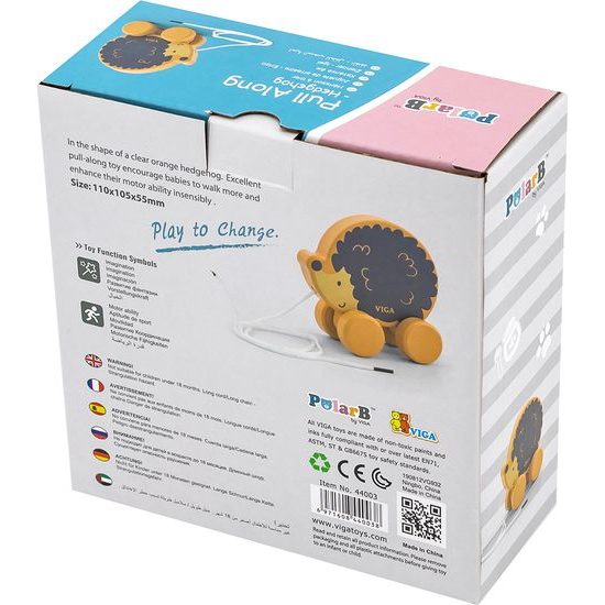 Dřevěná tahací hračka na šňůrce Viga Ježek
