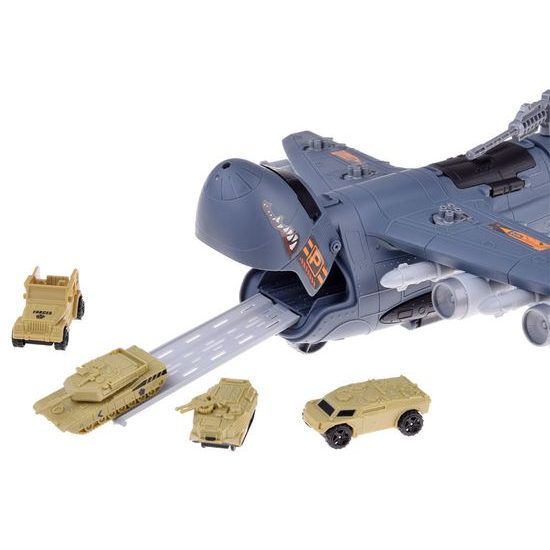 Dětské vojenské letiště s velkým letadlem a příslušenstvím Military Aircraft