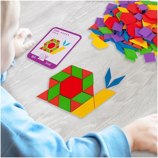 Dřevěné puzzle pro děti Pattern Blocks 155 dílků