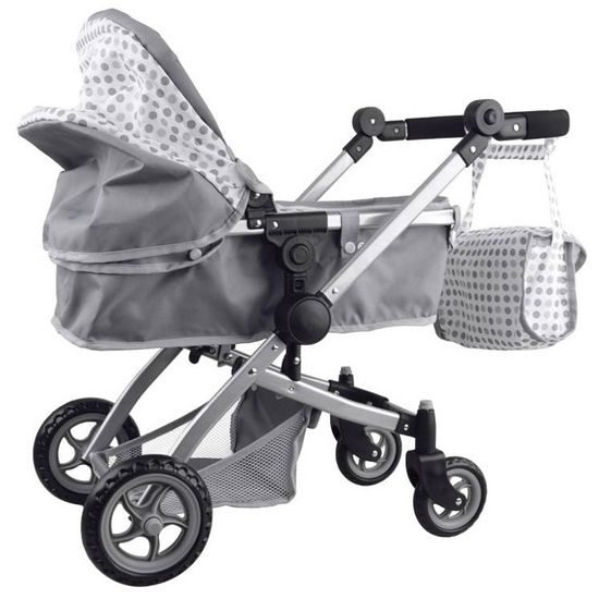 Kočárek pro panenky 4v1 kombinovaný Alice 4543 šedý