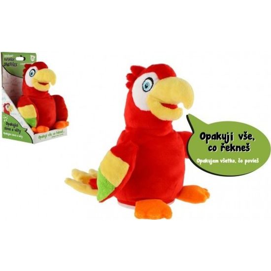 Papoušek Jaroušek opakující věty -na baterie se zvukem