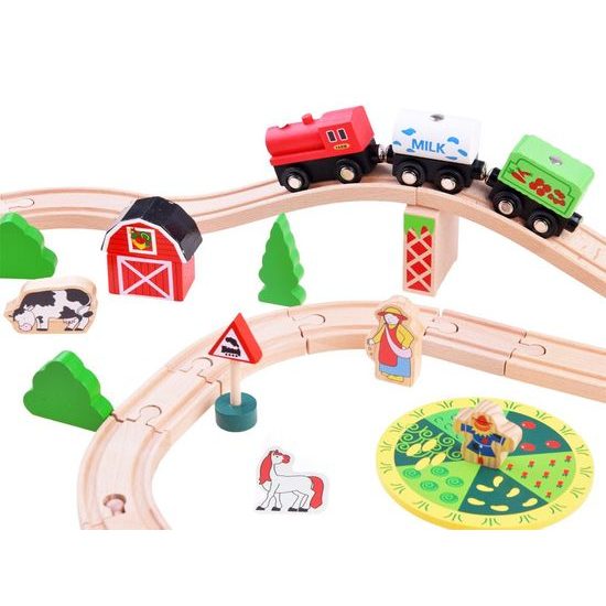 Majlo Toys dřevěná vláčkodráha Wooden Train 50 dílků