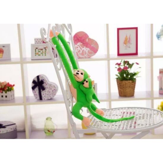 Plyšová opice s miminkem zelená 90 cm