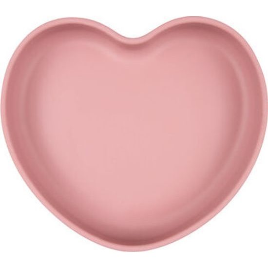 Canpol babies Silikonový talíř s přísavkou SRDCE růžový