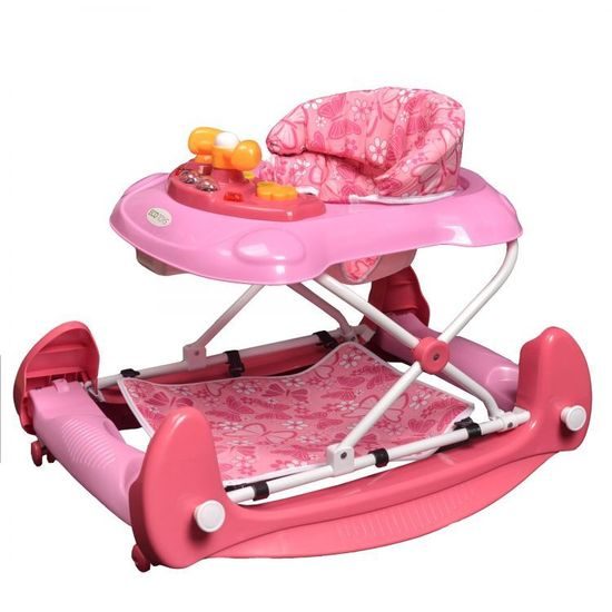 Ecotoys dětské chodítko s houpačkou 2v1 růžové