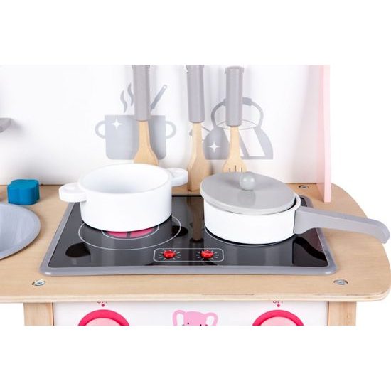 Ecotoys dětská dřevěná kuchyňka se zvuky a LED efekty