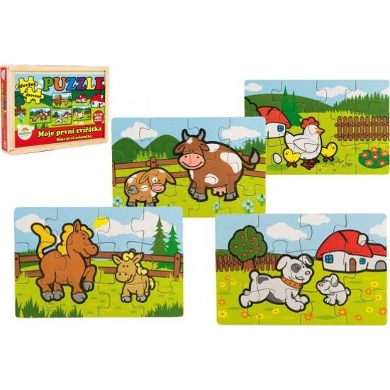 Dřevěné Puzzle - Moje první zvířátka 4x12 dílků