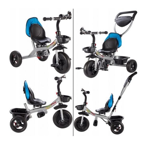 SMONTOVÁNO dětská tříkolka 3v1 s otočným sedadlem S360 modrá