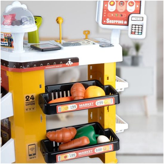 Dětský obchod Supermarket s lednicí a nákupním košíkem 65 součástí