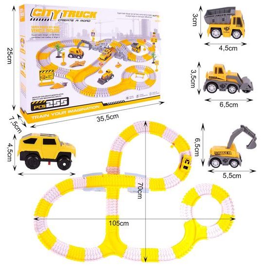 Autodráha s autíčkem na baterie a stavebními stroji 255 dílků City Truck