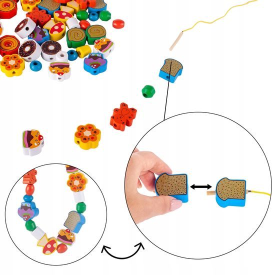 Sada na výrobu dřevěných korálků Wooden Beads 70 kusů