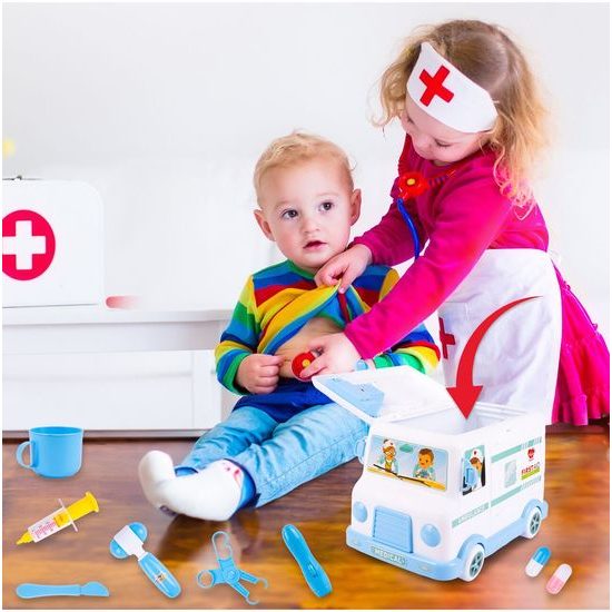 Rozkládací sanitka pro panenku s příslušenstvím Ambulance Car