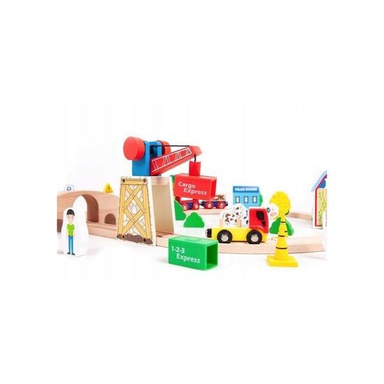 Ecotoys dřevěná vláčkodráha na baterie 78 dílků