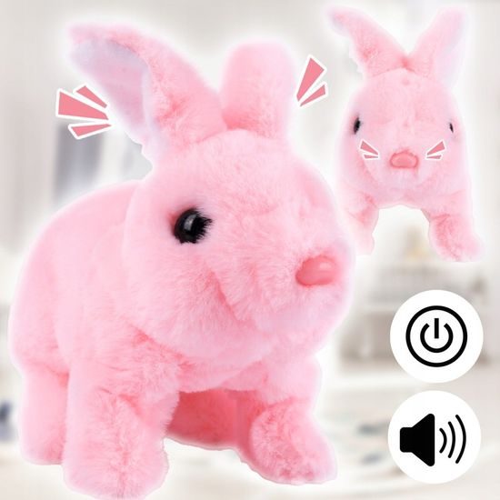 Interaktivní plyšový králíček v přepravce Plush Pet - růžový