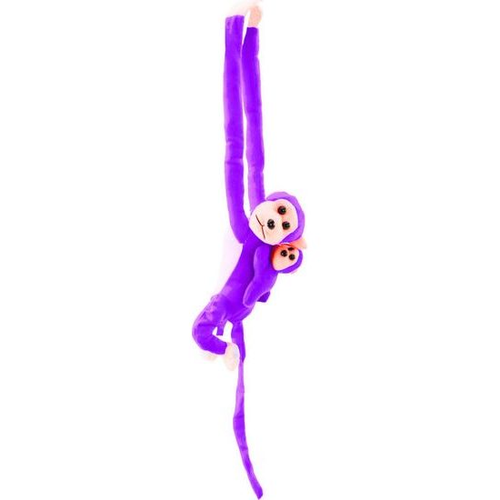 Mascot Plush Monkey with Baby, Purple 90 cm