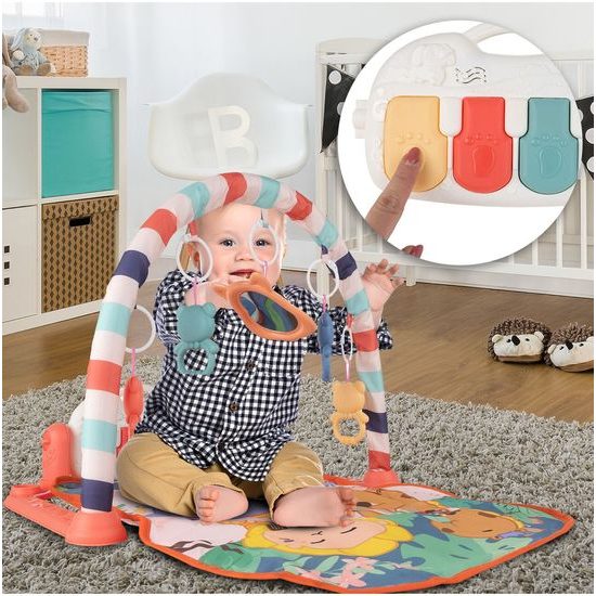 Hrací deka s piankem Medvídek růžová