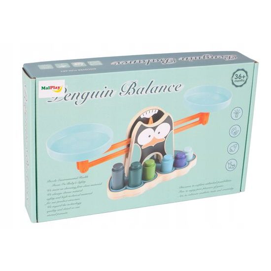 Dřevěná naučná váha pro děti Penguin Balance