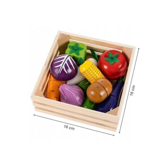 Ecotoys sada dřevěná zelenina v bedýnce