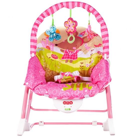 Kojenecké lehátko 3v1 s vibracemi Myška - růžové