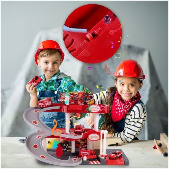 Parkovací garáž na baterie se stavebními stroji Construction Parking