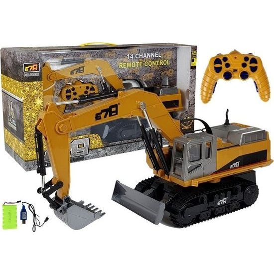 Bagr s pohyblivým ramenem na dálkové ovládání 2.4g R/C žlutý