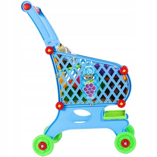 Dětský nákupní košík s příslušenstvím Funny Chart modrý