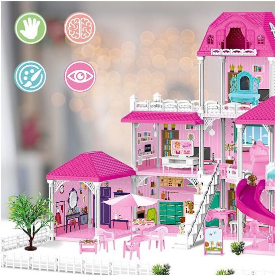 XXL domeček pro panenky Luxury Villa s příslušenstvím + 2 panenky