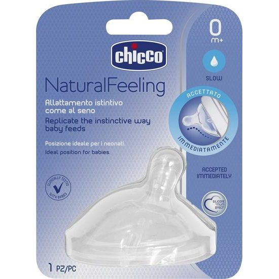 CHICCO Dudlík na láhev Natural Feeling silikon, pomalý průtok 0m+ 1 ks