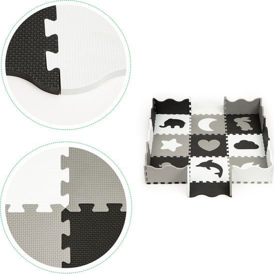 Ecotoys XXL pěnová puzzle hrací deka Happy Gray