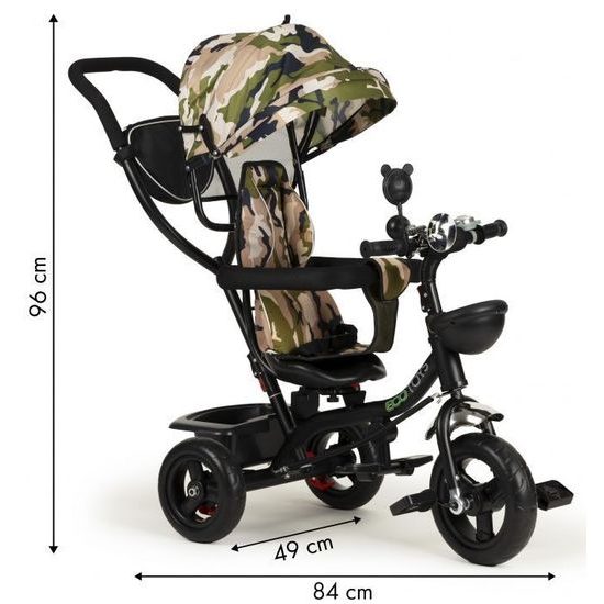 Ecotoys dětská tříkolka s otočným sedadlem 2v1 camo