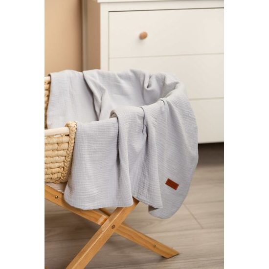 Dětská mušelinová deka Sensillo 75x100 cm - silver