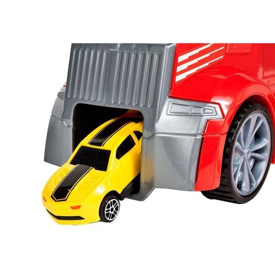 Nákladní auto s autíčky, helikoptérou a skluzavkou Red Truck