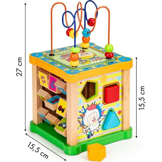 Ecotoys dřevěná edukační kostka s labyrintem Game Cube 5v1
