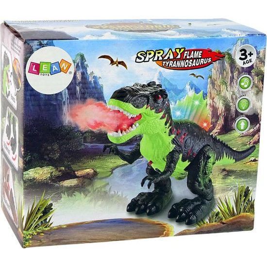 Dinosaurus na baterie chrlící oheň - hnědý