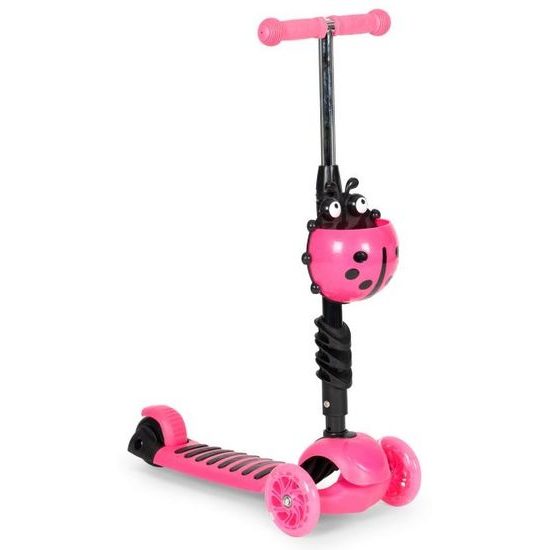 Ecotoys dětská koloběžka se svítícími koly Bedrunka růžová 5v1