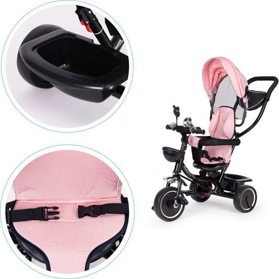 Ecotoys dětská tříkolka s otočným sedadlem Trike 2v1 růžová