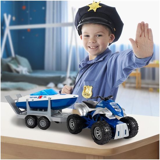 Dětská interaktivní čtyřkolka na setrvačník s lodí 4WD Offroader