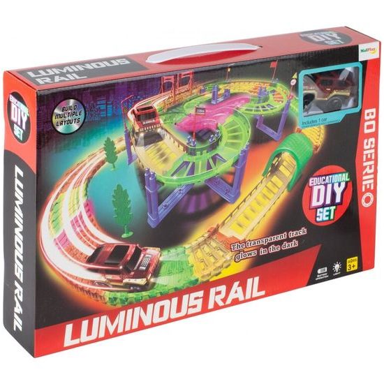 Svítící autodráha s autíčkem na baterie 123 dílků Luminous Rail