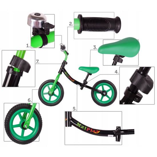 Dětské odrážedlo Nolan 12" černo-zelená