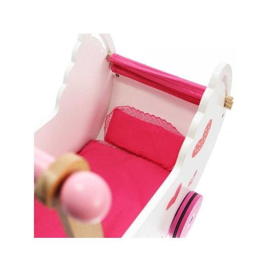 Ecotoys dětské dřevěné chodítko kočárek