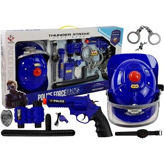 Policejní sestava pro děti s helmou a světlem Thunder Strike