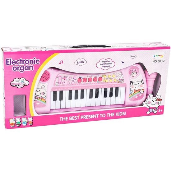 Dětské elektronické klávesy s mikrofonem Music Station růžové