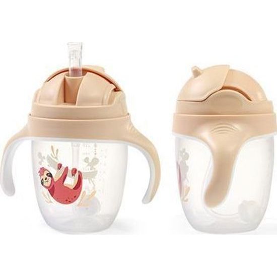 Dětský hrneček se zatíženým brčkem - béžový