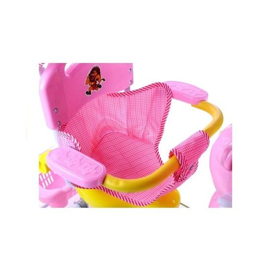 Dětská tříkolka s vodící tyčí Kočička růžová