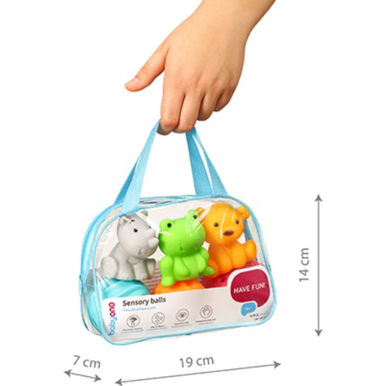 Senzorické míčky a zvířátka, 6 ks