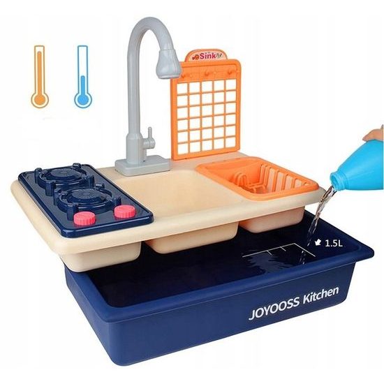 Doris dětský dřez s tekoucí vodou, nádobím a kuchyňkou Wash Up