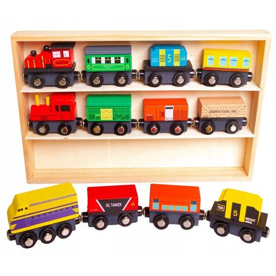 Doris dřevěný vláček pro děti Wooden Train 12 součástí