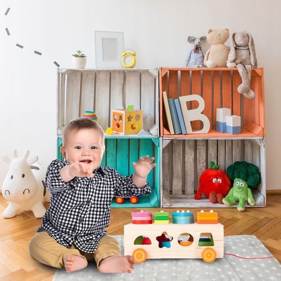 Dřevěné autíčko s kostkami Matching Car