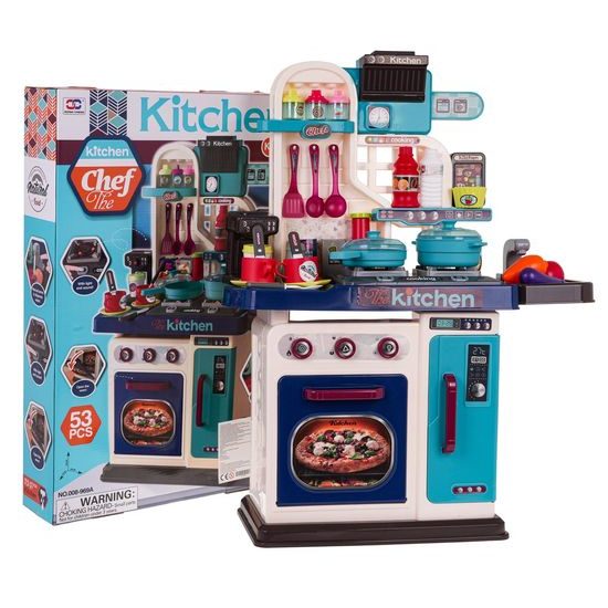 Dětská kuchyňka se zvuky, světlem a tekoucí vodou - 53 součástí
