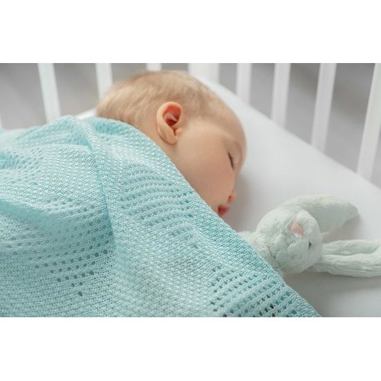 Sensillo Dětská pletená bambusová deka do kočárku 100x80 cm máta